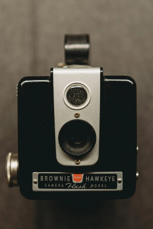 a po camera taken in a vintage brownie hakely with lens on it