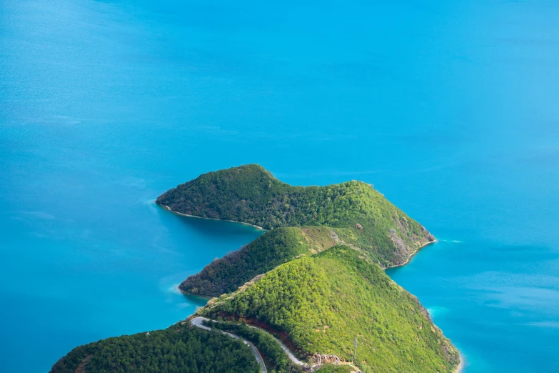 an aerial view of several island shaped islands