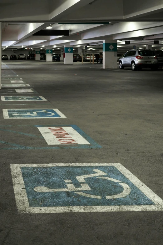 several parking spaces are shown with no cars in them