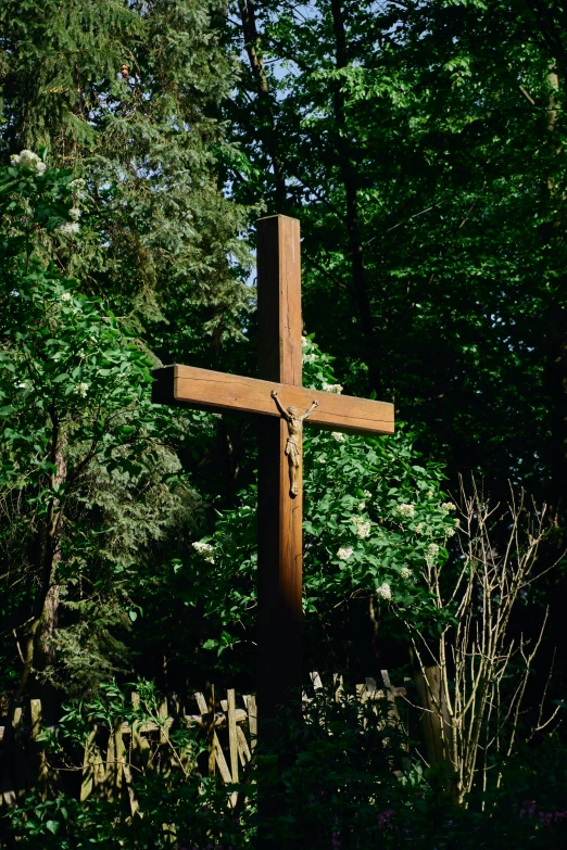 the cross has been built into a fence