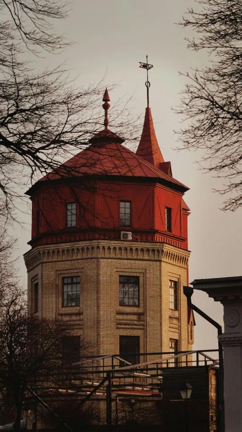 an old building with a roof made of stone