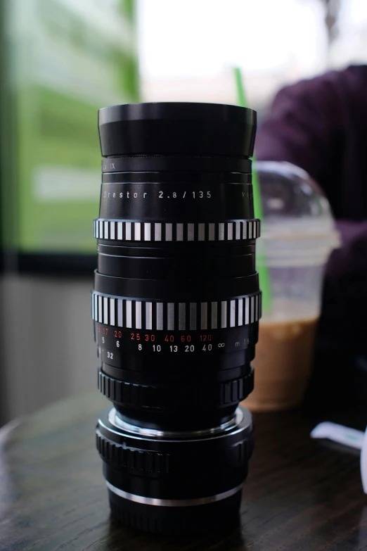 a camera lens sitting on top of a table