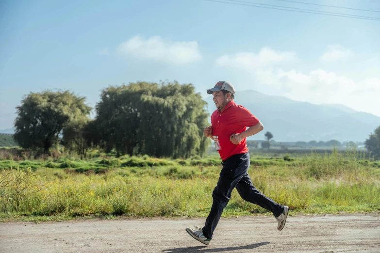 a man running in the street