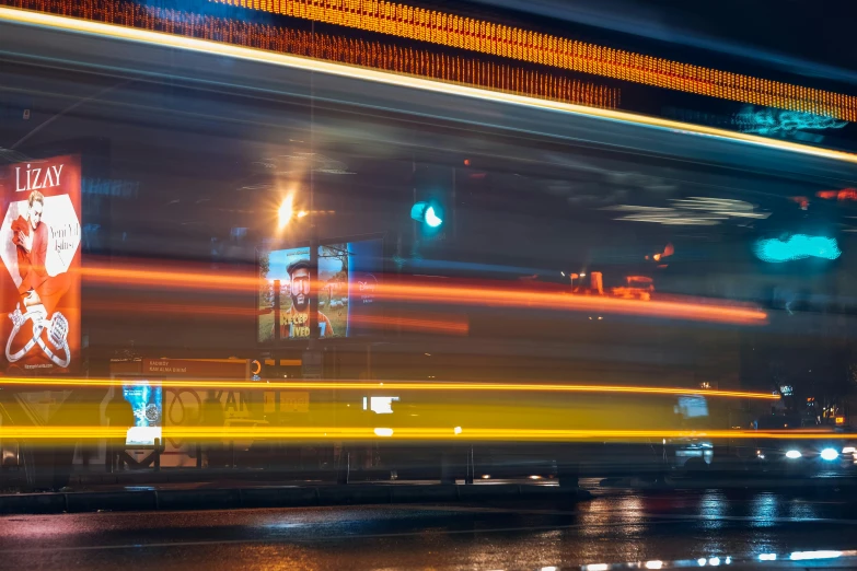 blurred po of a neon display of signs