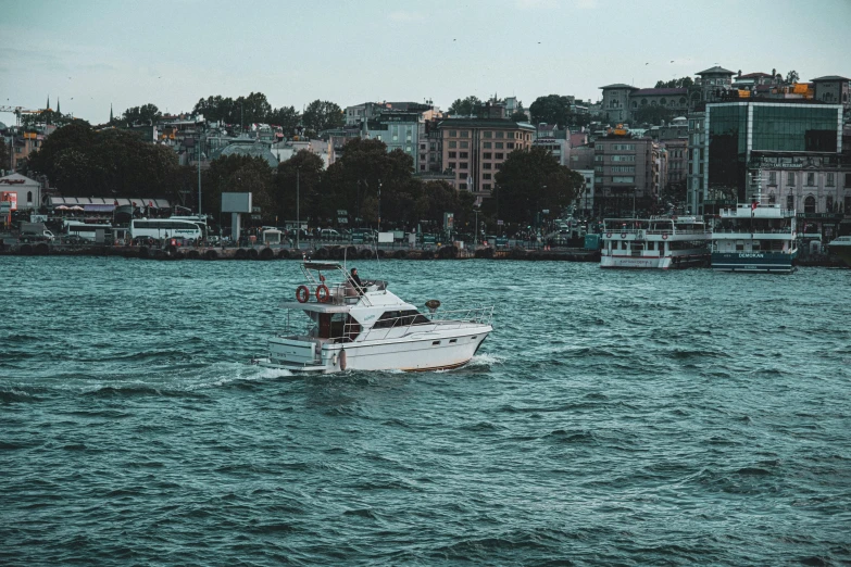 this is a po of a boat traveling down the water