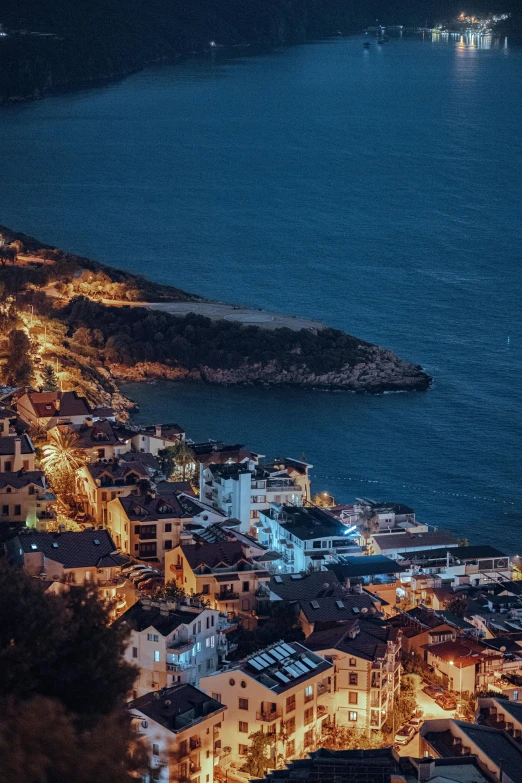 the city of larnaga lit up at night