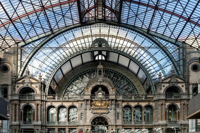 a view of a train station from inside