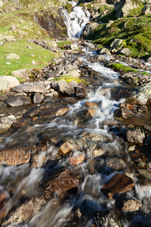 water rushing over rocks in the wilderness