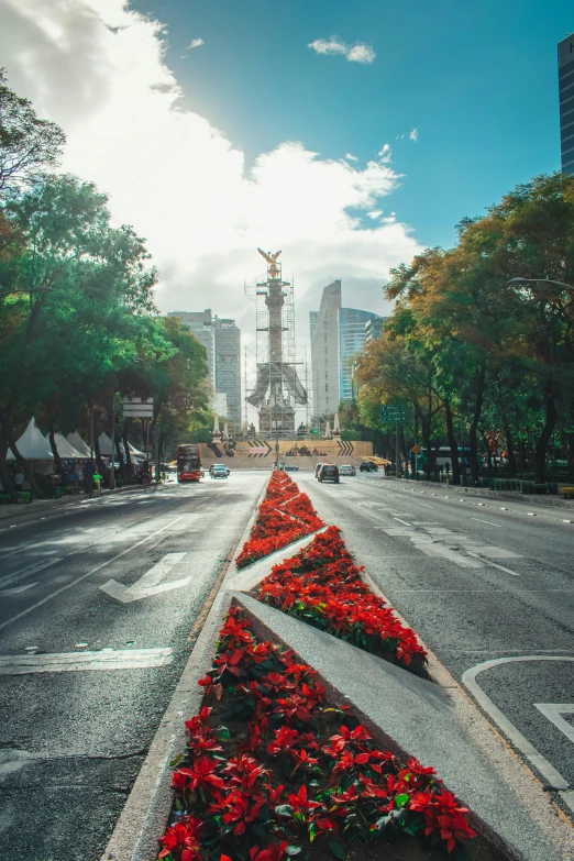 a road in front of some buildings on both sides