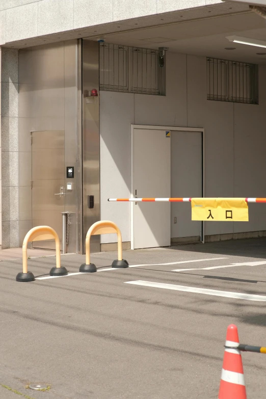 a car is parked in a closed parking lot