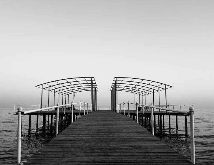 the dock is empty during a foggy day