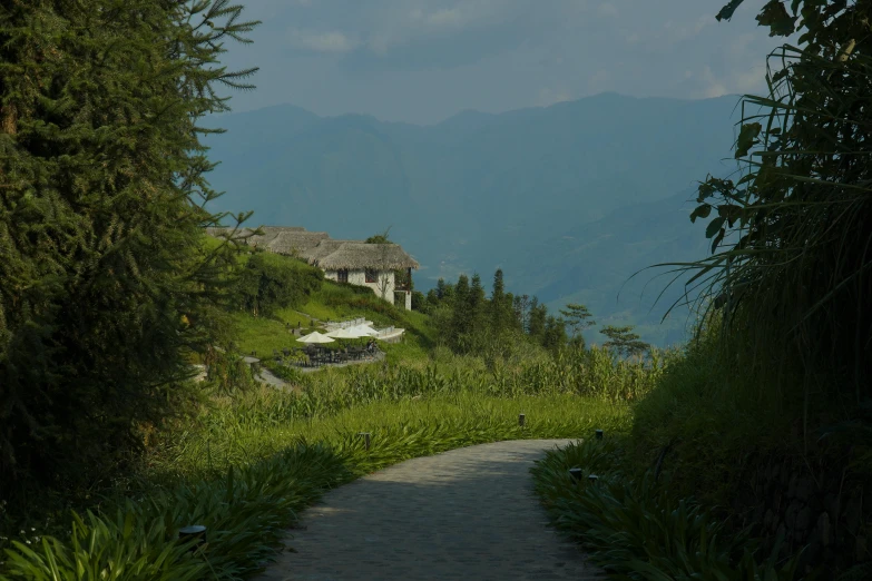 a small road in front of a house