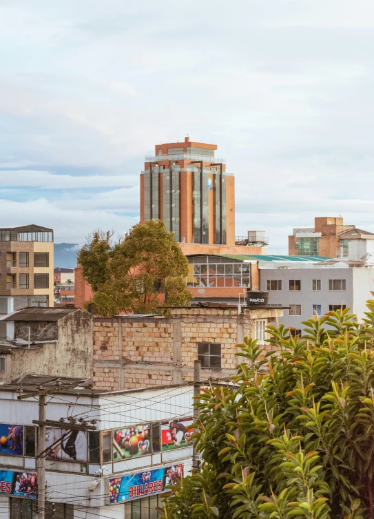 a large city with tall buildings in the distance