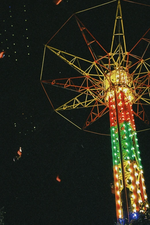 a fair ride in the dark is lit up