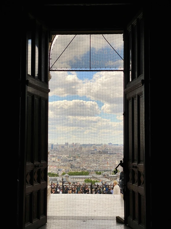 view of a city from a high window