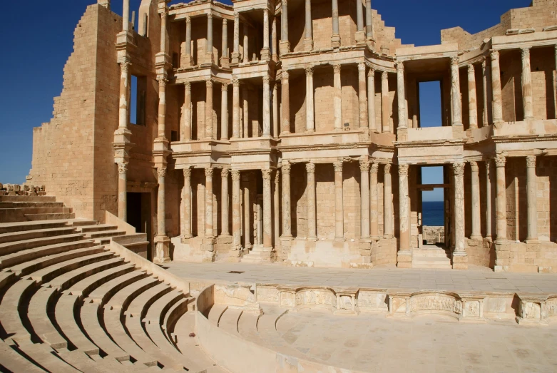 the ancient architecture of a theatre, an important landmark of the city