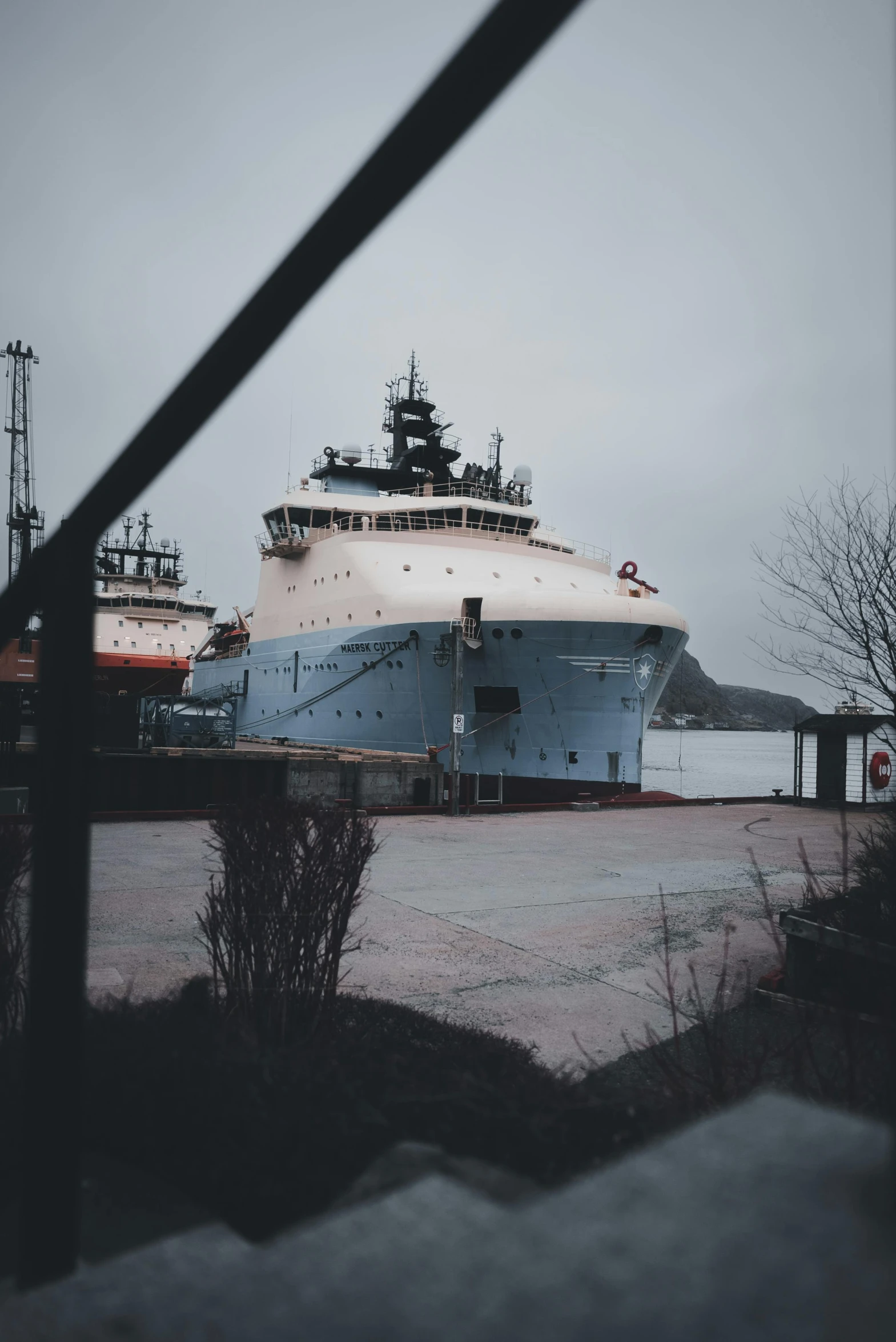 the large ship is being repaired in the dock