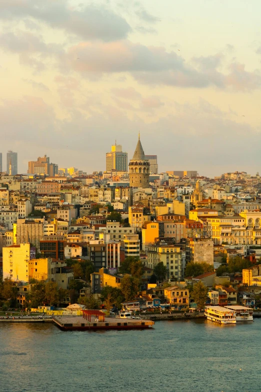 the city is dotted with buildings on each side