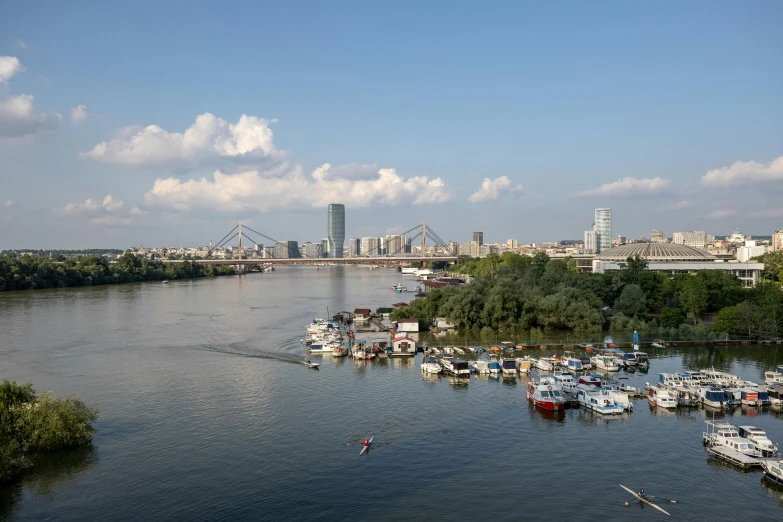 a harbor in a city on the river