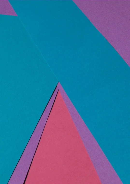 blue, pink and purple strips of paper with a blue corner