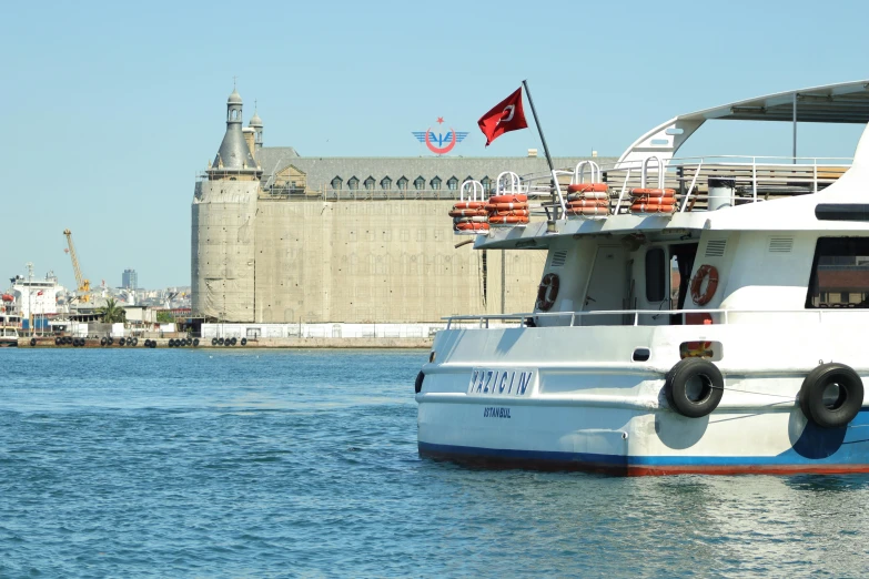 a large boat in the middle of a river