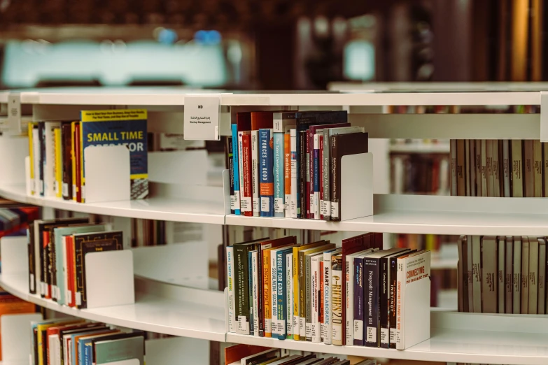 this is a book shelf with several different books