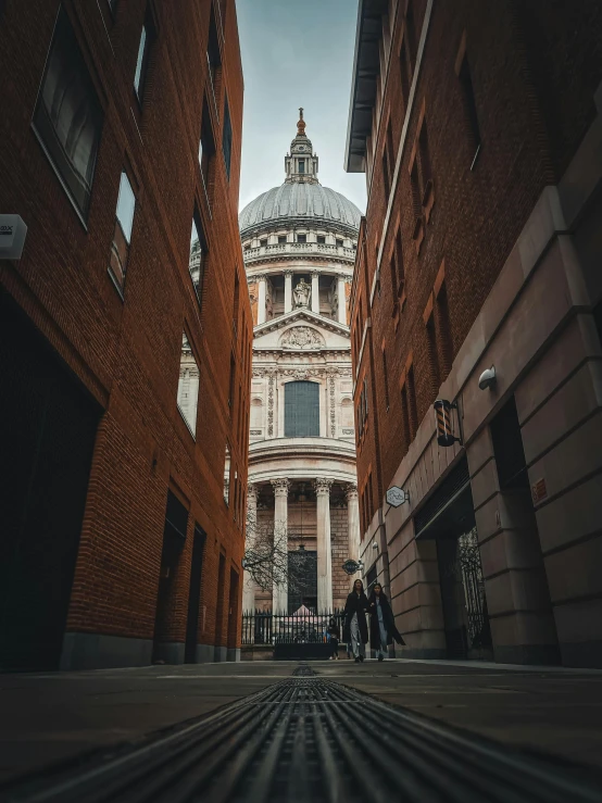 the dome on a building on an alley in london, uk