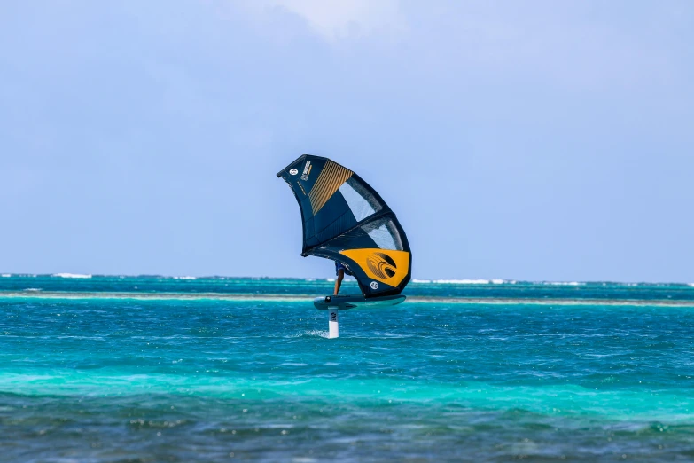 a man para sailing on the ocean water