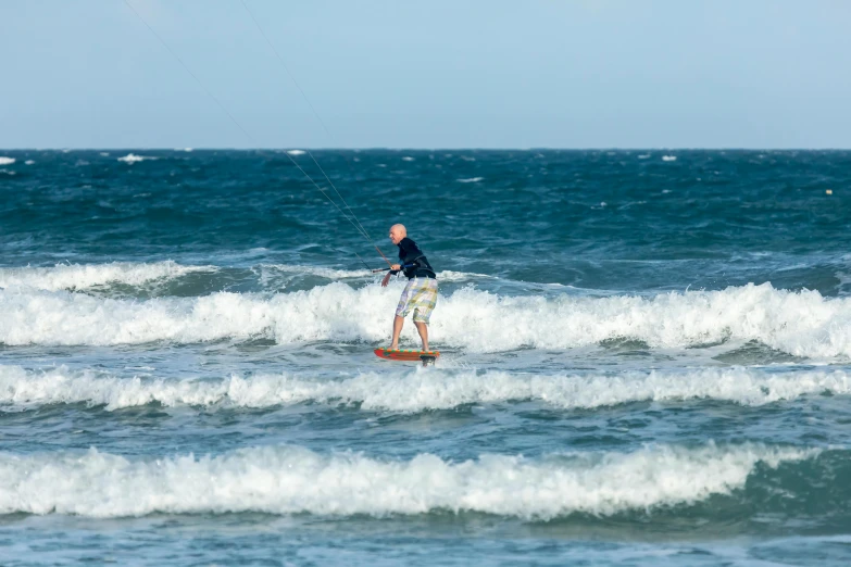 a man surfing with a wind board in the ocean