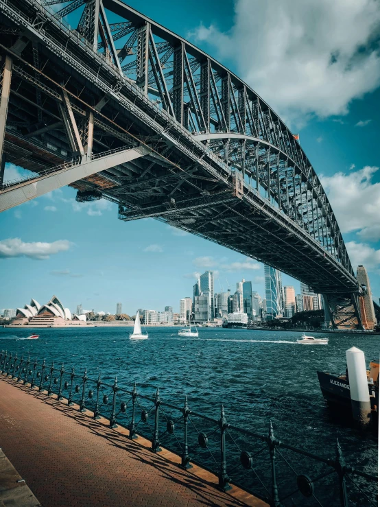 the view from underneath a bridge looking at sydney