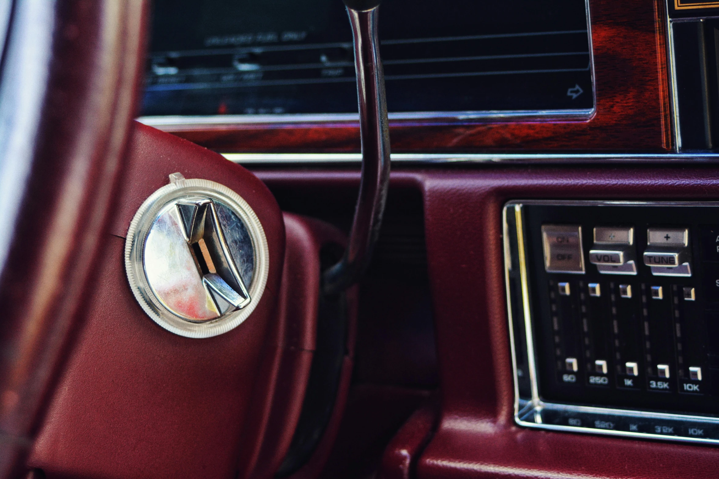 the door handle in a vintage car shows that it is time