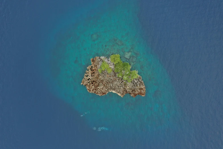 an island with two islands is shown in the middle of water