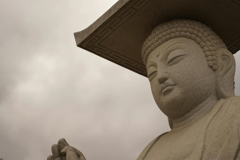 there is a statue of a buddha with an open book