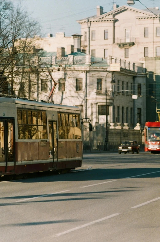 a trolley that is sitting on the road