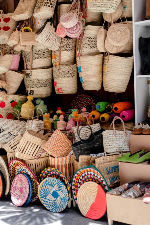 baskets on display in the market area