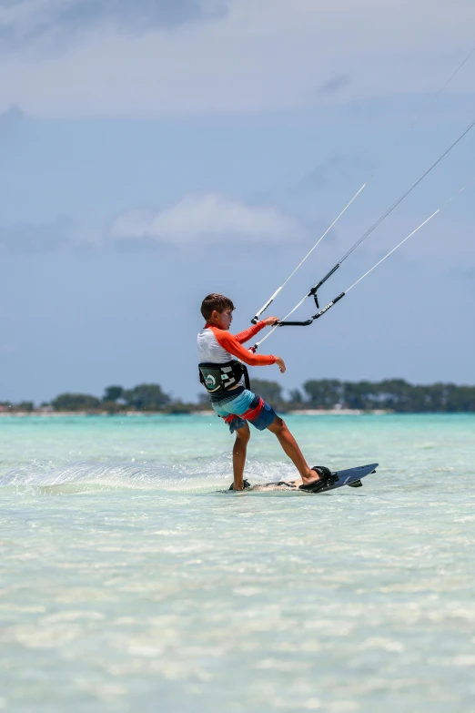 a  is kite surfing on a sunny day