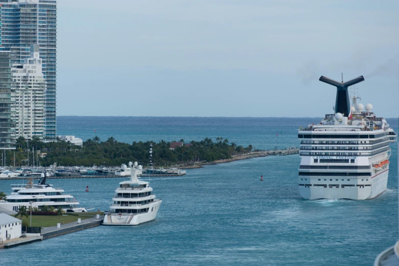 cruise ships sailing on an open body of water