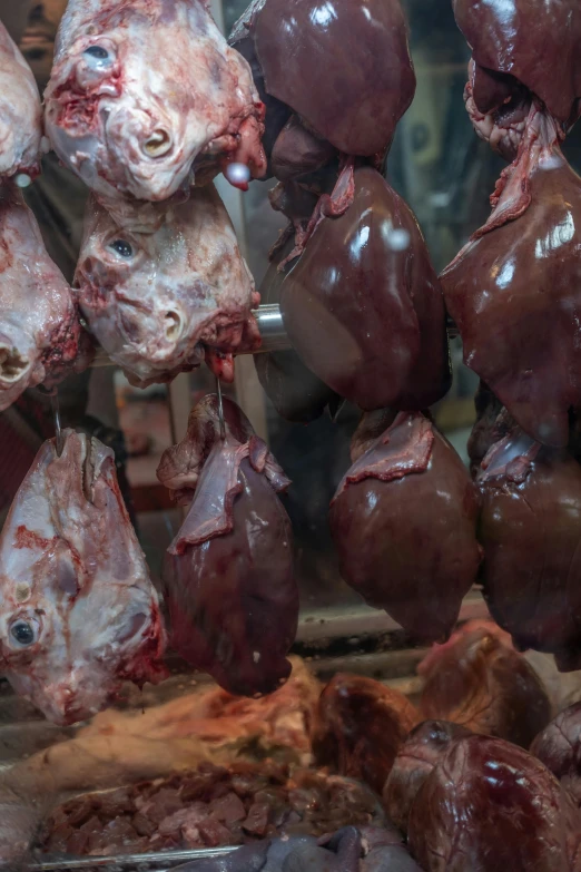 various meats are displayed in an assortment