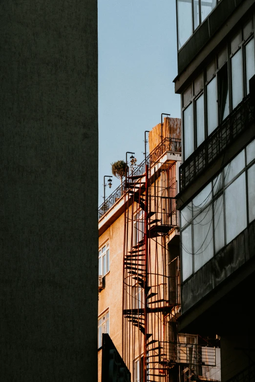 a couple of tall buildings near each other