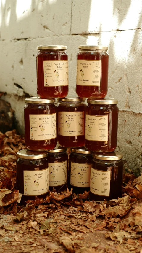 a large amount of jams stacked on top of each other