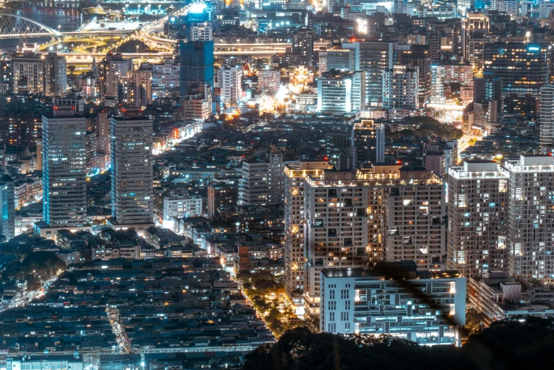 a nighttime view of city lights from a high rise