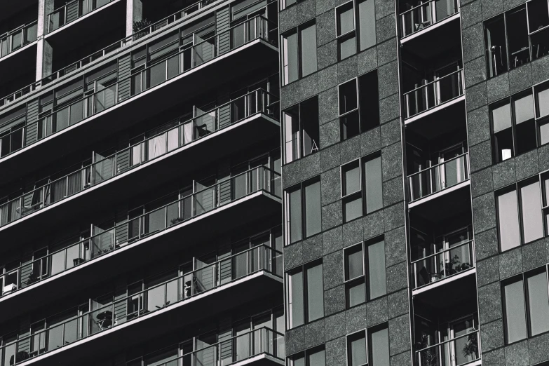 an up close picture of a large apartment building