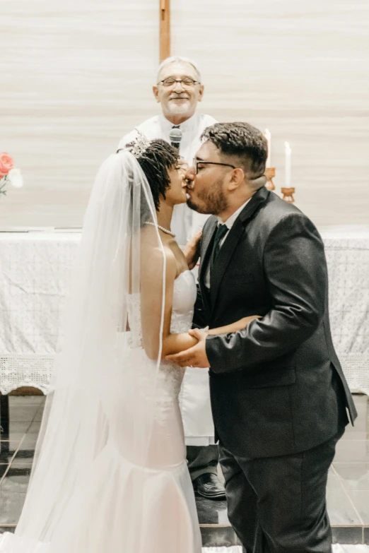 a newly married couple getting married at a church