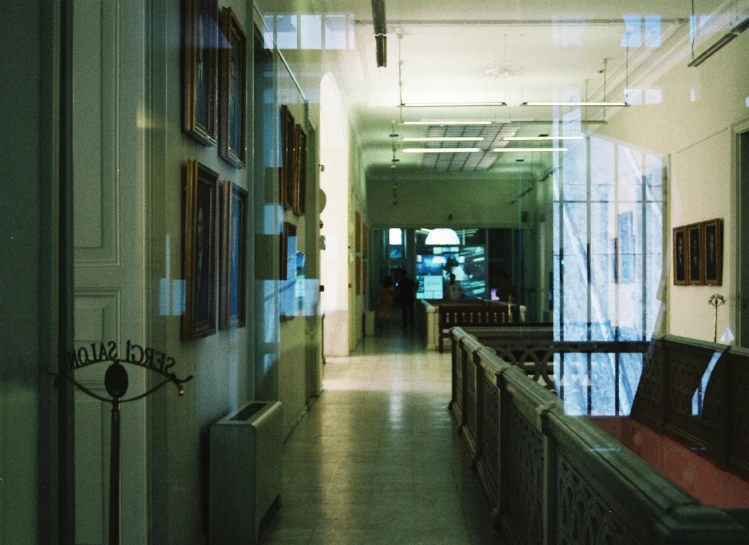 a long hallway of some kind that has some windows