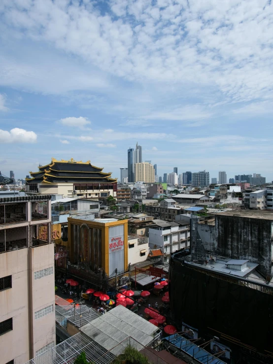 the view of a city with the buildings in the foreground