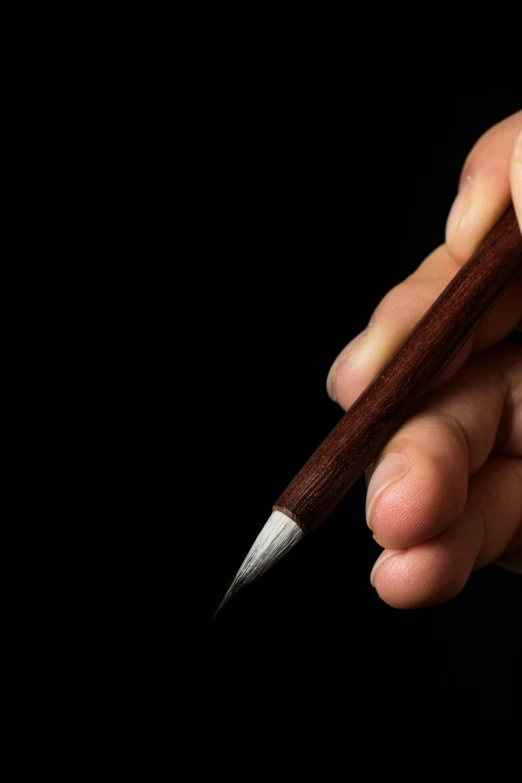 a persons hand holding a pen that has been placed on it