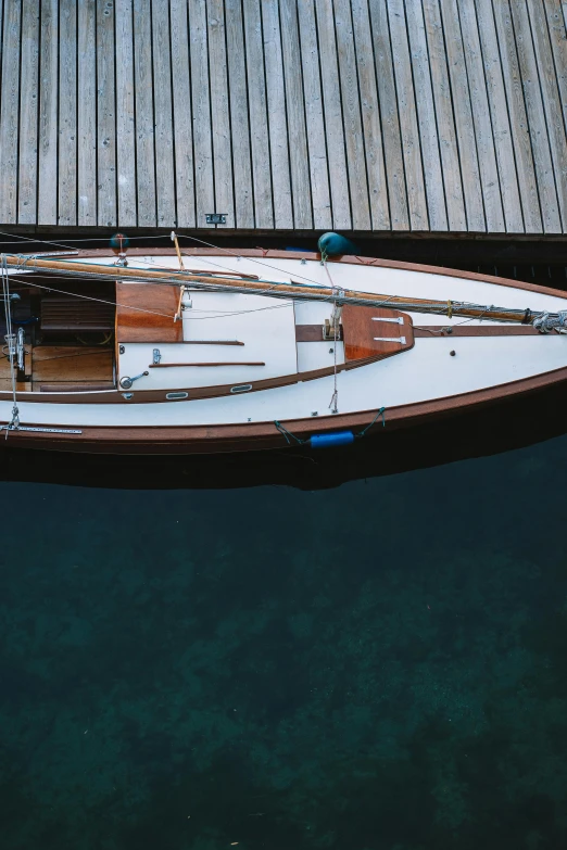 the inside of a boat is seen from above