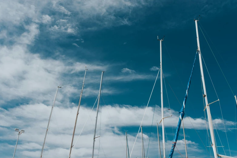 rows of sailboats lined up on the sand