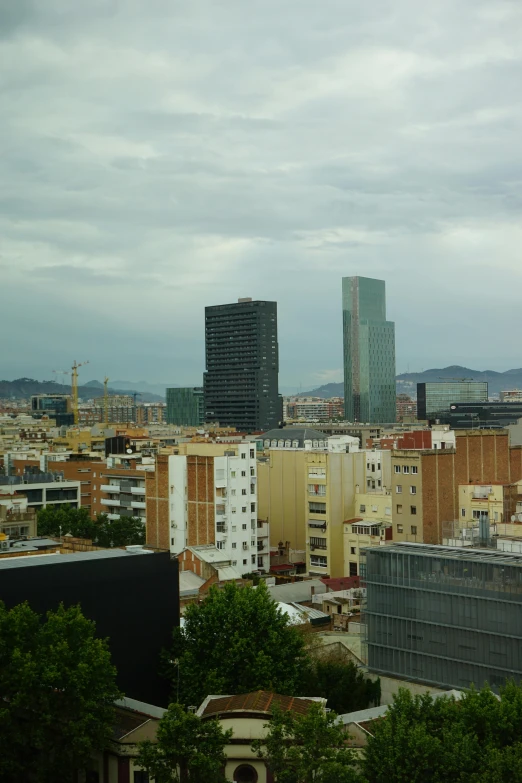 a view of some buildings from an air port