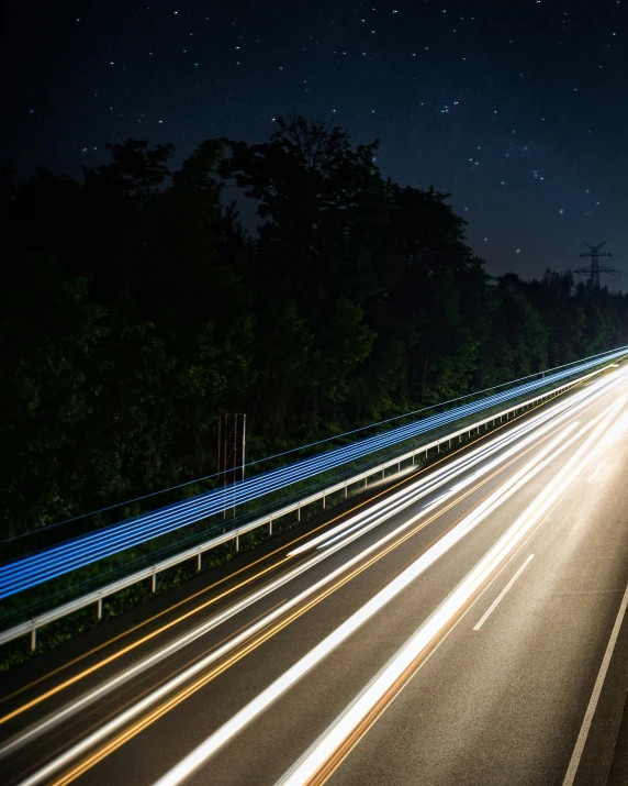 long exposure s of a highway at night